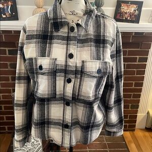 Black and White Plaid Button-Up Shirt